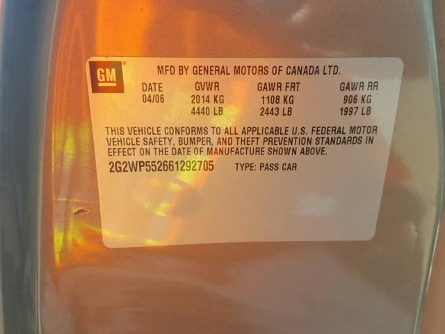 2G2WP552661292705 - 2006 PONTIAC GRAND PRIX Qızıl foto 10