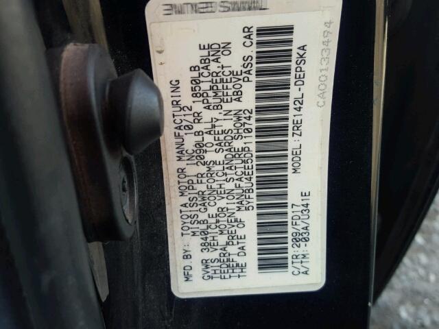 5YFBU4EE5DP110742 - 2013 TOYOTA COROLLA BA BLACK photo 10