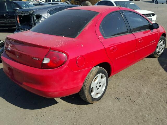 1B3ES46C01D258507 - 2001 DODGE NEON RED photo 4