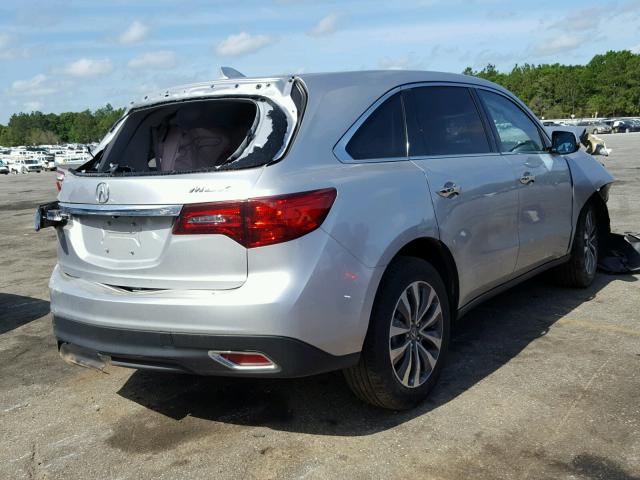 5FRYD3H47EB020592 - 2014 ACURA MDX TECHNO SILVER photo 4