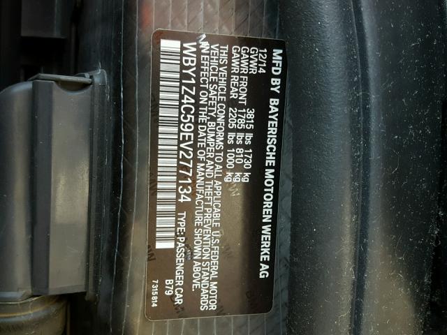 WBY1Z4C59EV277134 - 2014 BMW I3 REX ნაცრისფერი ფოტო 10