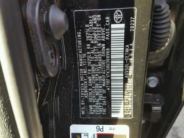 4T1BF1FK3HU368968 - 2017 TOYOTA CAMRY LE 黑色 照片 10