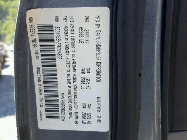 2C3KA63H27H774853 - 2007 CHRYSLER 300C GRAY photo 10