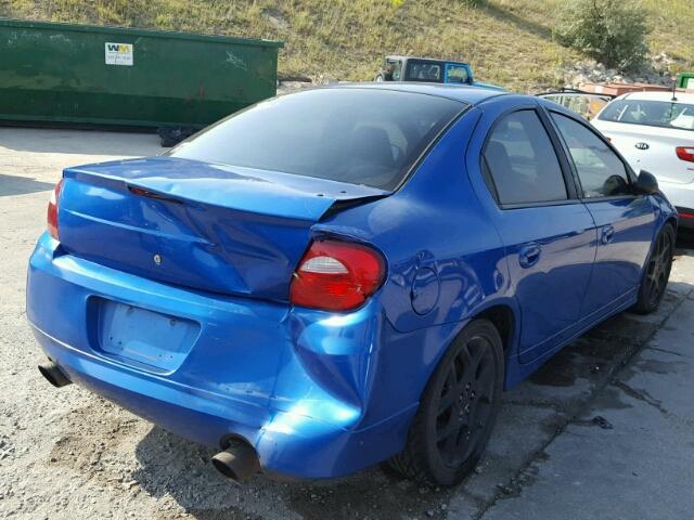 1B3ES66S14D640830 - 2004 DODGE NEON SRT-4 BLUE photo 4