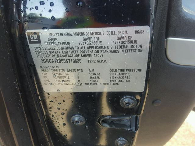 3GNCA13D68S710630 - 2008 CHEVROLET HHR LS BLACK photo 10