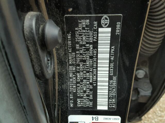 4T1BK36B18U301485 - 2008 TOYOTA AVALON XL BLACK photo 10