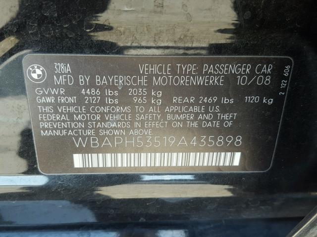 WBAPH53519A435898 - 2009 BMW 328 I SULE BLACK photo 10