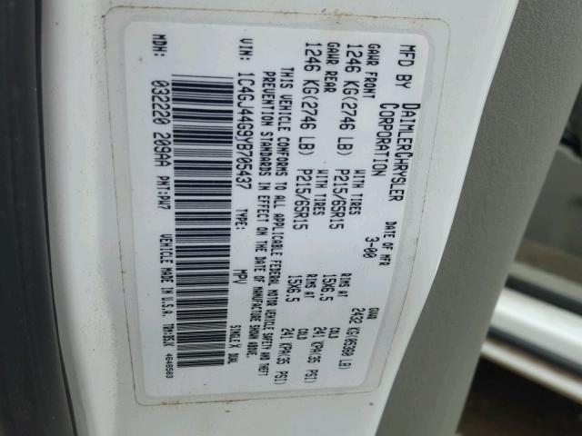 1C4GJ44G9YB705437 - 2000 CHRYSLER GRAND VOYA Ağ foto 10