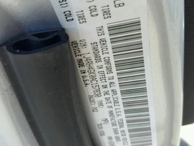 1J4RH4GK0AC157830 - 2010 JEEP COMMANDER SILVER photo 10