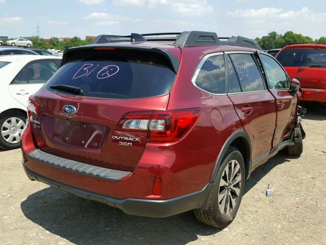 4S4BSENC8G3314907 - 2016 SUBARU OUTBACK 3. MAROON photo 4