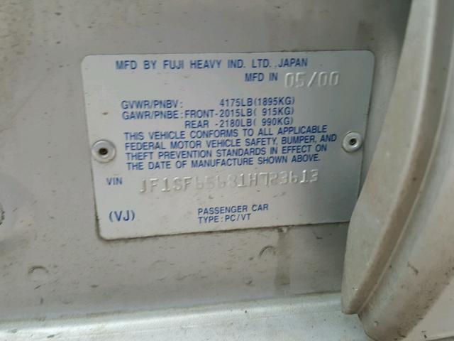 JF1SF65681H723613 - 2001 SUBARU FORESTER S 银色 照片 10