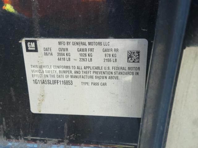 1G11A5SL0FF116853 - 2015 CHEVROLET MALIBU LS Qara foto 10