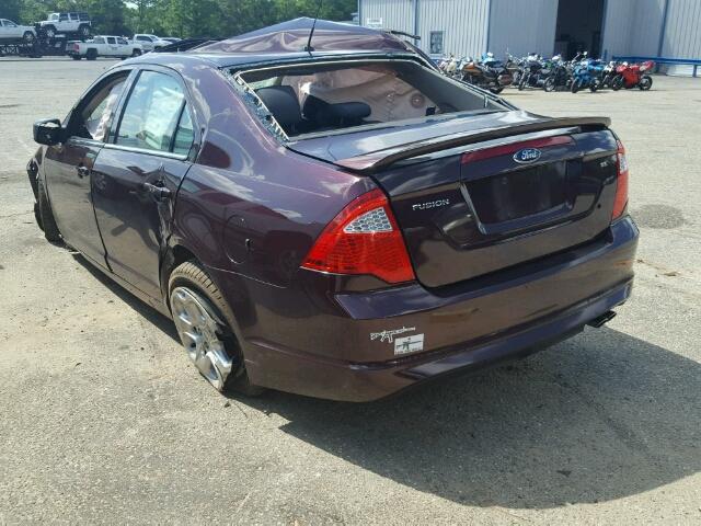 3FAHP0HA2BR255642 - 2011 FORD FUSION SE PURPLE photo 3