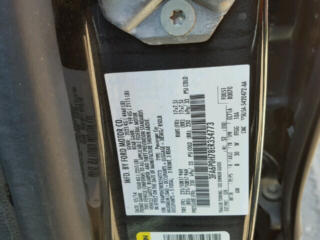 3FA6P0H78ER354773 - 2014 FORD FUSION SE CHARCOAL photo 10