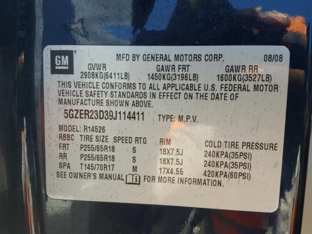 5GZER23D39J114411 - 2009 SATURN OUTLOOK XR 蓝色 照片 10