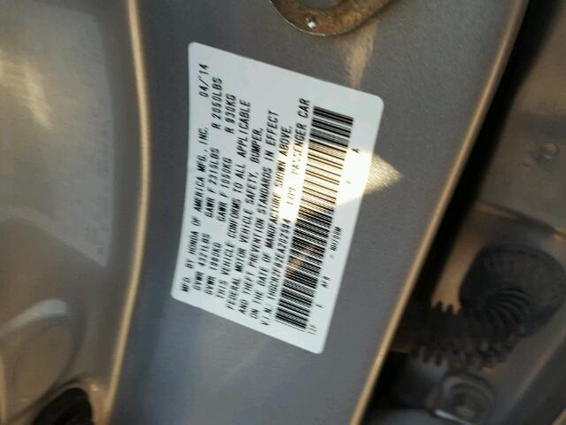 1HGCR2F82EA202594 - 2014 HONDA ACCORD SILVER photo 10