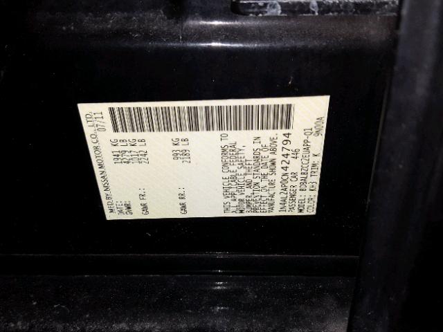 1N4AL2AP0CN424794 - 2012 NISSAN ALTIMA BAS BLACK photo 10