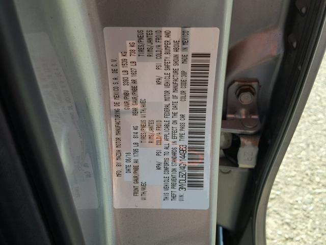 3MYDLBZV4GY144963 - 2016 TOYOTA SCION IA GRAY photo 10