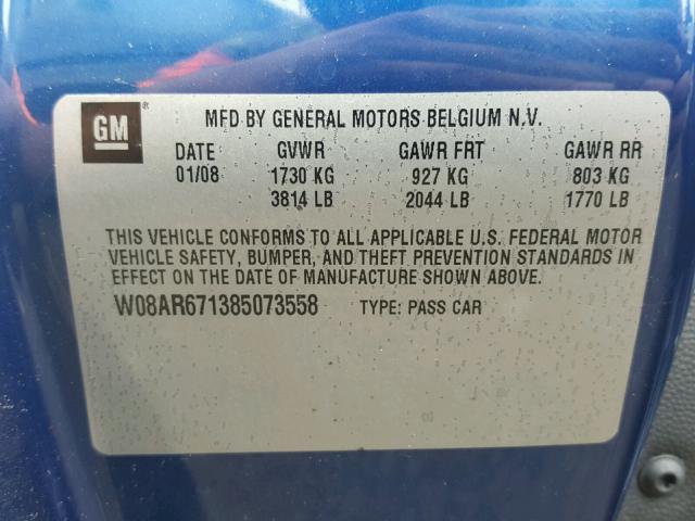 W08AR671385073558 - 2008 SATURN ASTRA XE BLUE photo 10