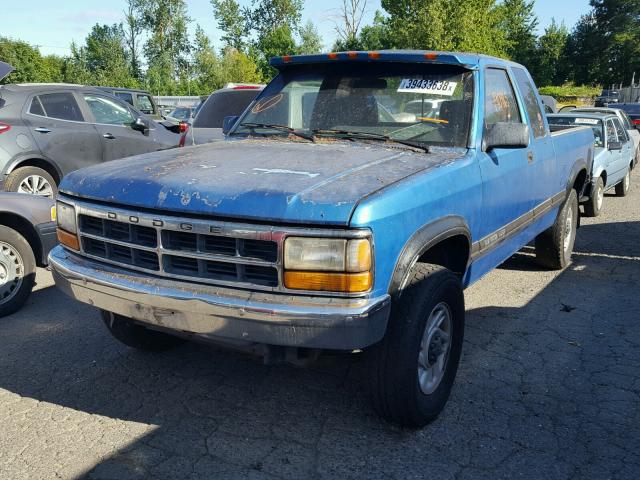 1B7GG23X7NS522215 - 1992 DODGE DAKOTA BLUE photo 2