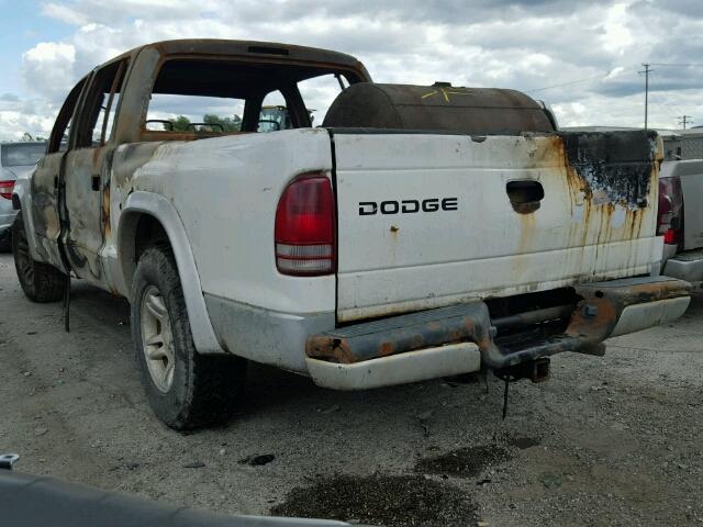 1D7HL48N34S509632 - 2004 DODGE DAKOTA WHITE photo 3