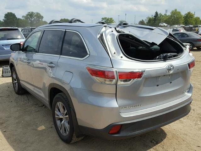 5TDJKRFH0FS077912 - 2015 TOYOTA HIGHLANDER SILVER photo 3