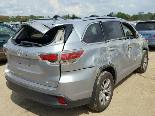 5TDJKRFH0FS077912 - 2015 TOYOTA HIGHLANDER SILVER photo 4