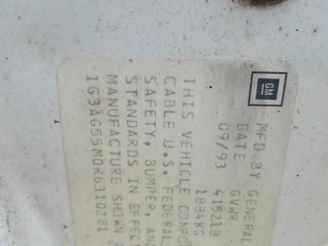 1G3AG55M0R6310281 - 1994 OLDSMOBILE CUTLASS CI WHITE photo 10