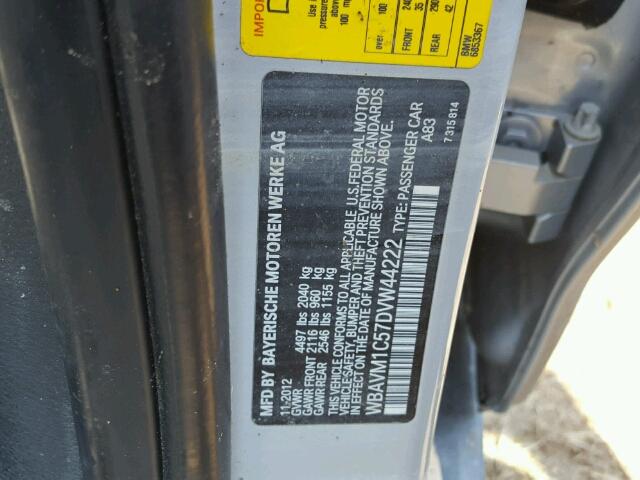 WBAVM1C57DVW44222 - 2013 BMW X1 SDRIVE2 Сұр фото 10