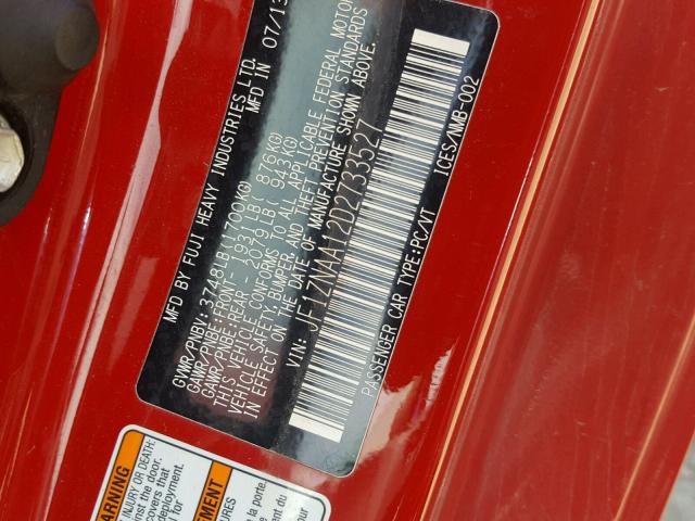 JF1ZNAA12D2733527 - 2013 TOYOTA SCION FR-S RED photo 10