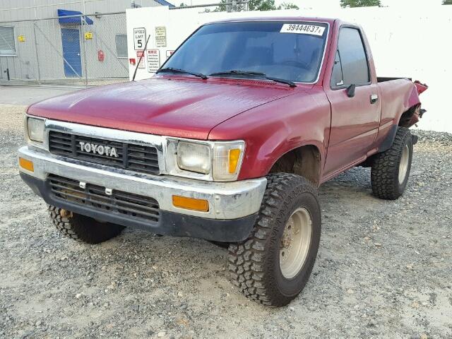 JT4RN01P7M0016142 - 1991 TOYOTA SHORT BED RED photo 2