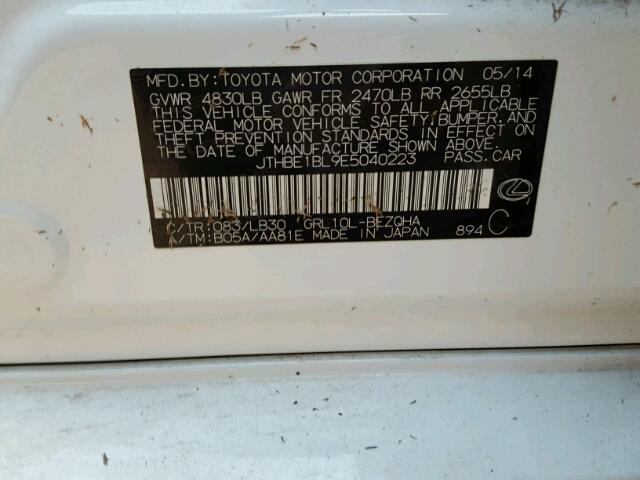 JTHBE1BL9E5040223 - 2014 LEXUS GS 白色 照片 10