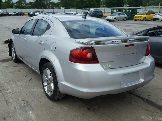 1C3CDZCB3CN213975 - 2012 DODGE AVENGER SX SILVER photo 3