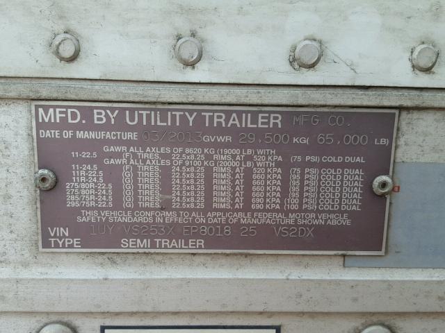 1UYVS253XEP801825 - 2014 UTILITY TRAILER WHITE photo 10
