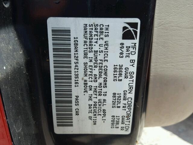 1G8AN12F54Z135161 - 2004 SATURN ION LEVEL RED photo 10