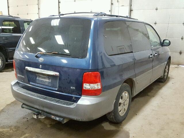 KNDUP131556649160 - 2005 KIA SEDONA EX BLUE photo 4