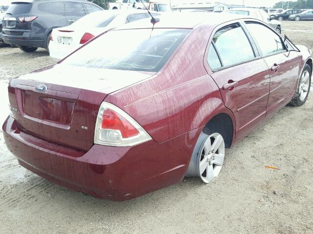 3FAHP07Z57R261322 - 2007 FORD FUSION SE RED photo 4