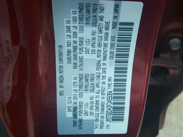 JM3TB2DA0F0455064 - 2015 MAZDA CX-9 GRAND RED photo 10