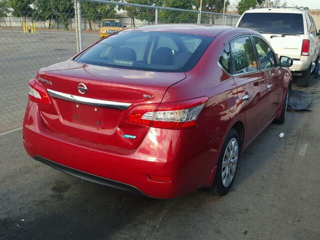 3N1AB7AP6EL648636 - 2014 NISSAN SENTRA S RED photo 4