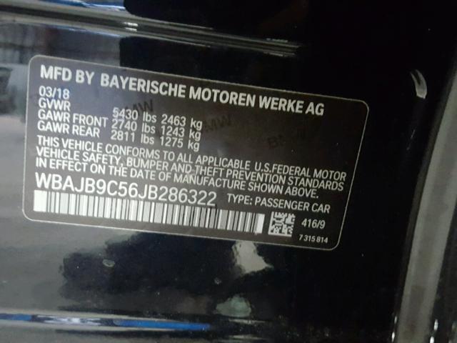 WBAJB9C56JB286322 - 2018 BMW M550XI BLACK photo 10