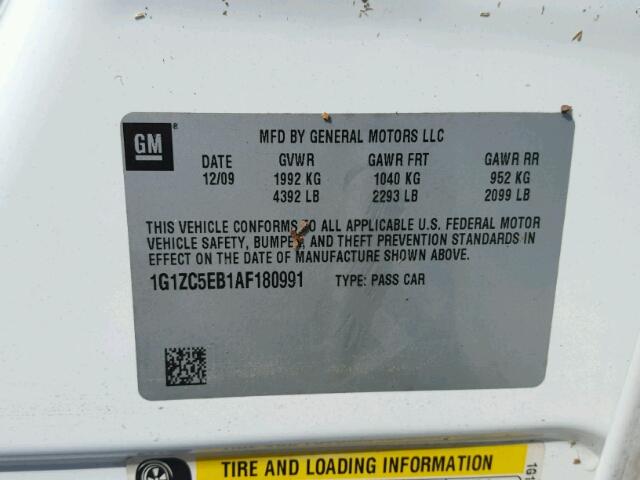 1G1ZC5EB1AF180991 - 2010 CHEVROLET MALIBU 1LT 白色 照片 10