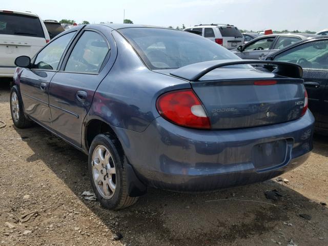 1B3ES46C22D502854 - 2002 DODGE NEON SE BLUE photo 3