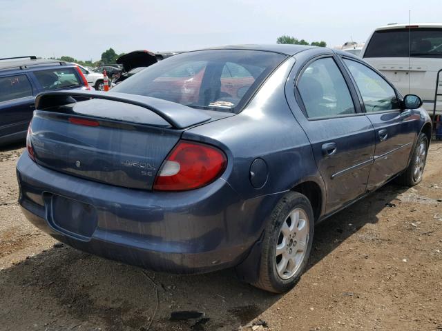 1B3ES46C22D502854 - 2002 DODGE NEON SE BLUE photo 4