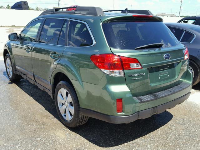 4S4BRBLC3B3350722 - 2011 SUBARU OUTBACK 2. GREEN photo 3