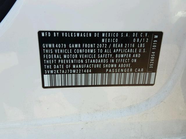 3VW2K7AJ7DM221484 - 2013 VOLKSWAGEN JETTA BASE Սպիտակ լուսանկար 10