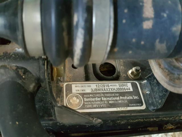 3JBMXAX2XHJ000644 - 2017 CAN-AM RENEGADE X 黑色 照片 10