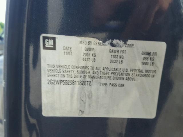 2G2WP552981182072 - 2008 PONTIAC GRAND PRIX GRAY photo 10