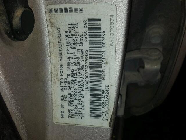 1NXAE00B7SZ276433 - 1995 TOYOTA COROLLA LE 棕色 照片 10