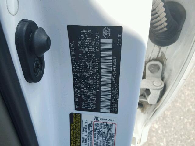 4T1BE46K27U554603 - 2007 TOYOTA CAMRY CE/L WHITE photo 10