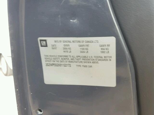 2G2WP552X81122172 - 2008 PONTIAC GRAND PRIX Կապույտ լուսանկար 10